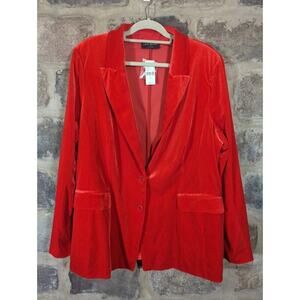Lane Bryant Jacket Blazer Women's 22 Red Luxe Velvet NEW‎ Holiday Career